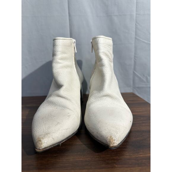 Pedro Garcia Boots Women White 37.5 Berta Mirrored Heel Ankle Bootie Zip Leather - Picture 7 of 7